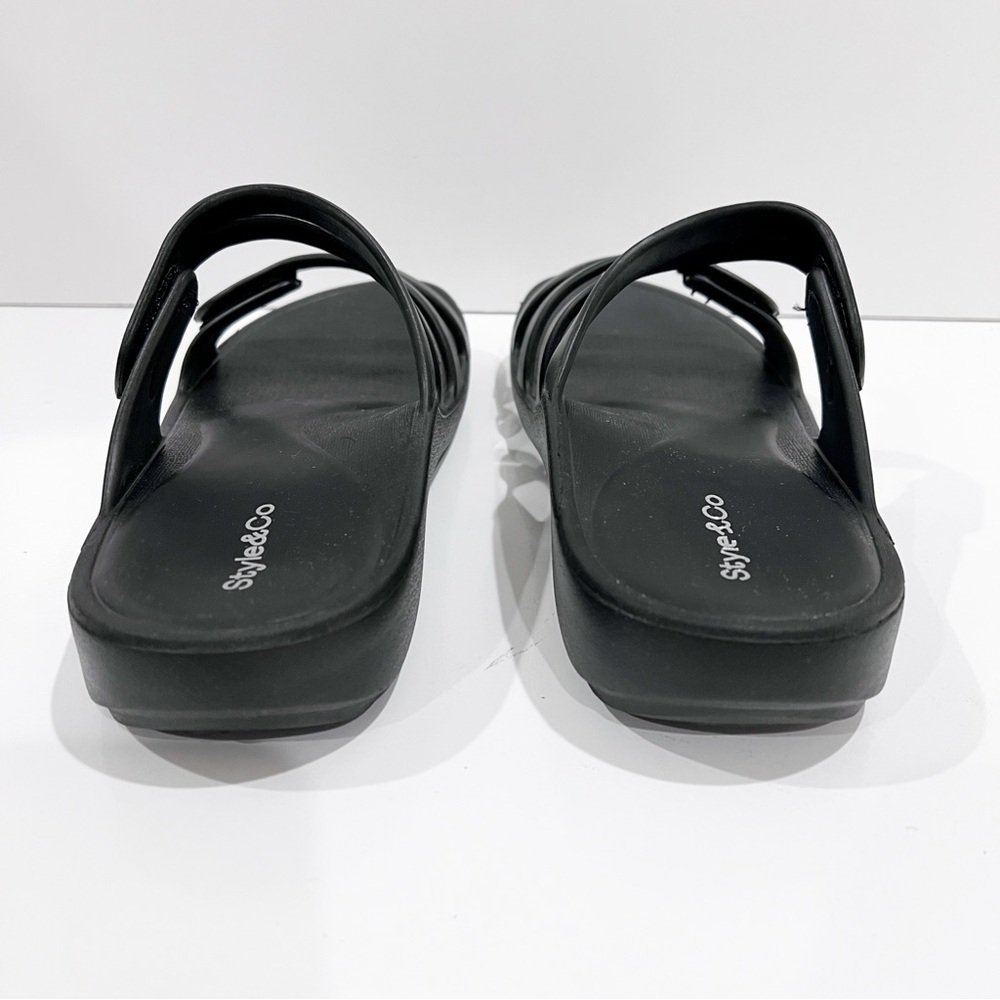 Style & Co Jessaa Double Band Slide Sandals EVA Adjustable Strap Black 9 NEW - Picture 6 of 10